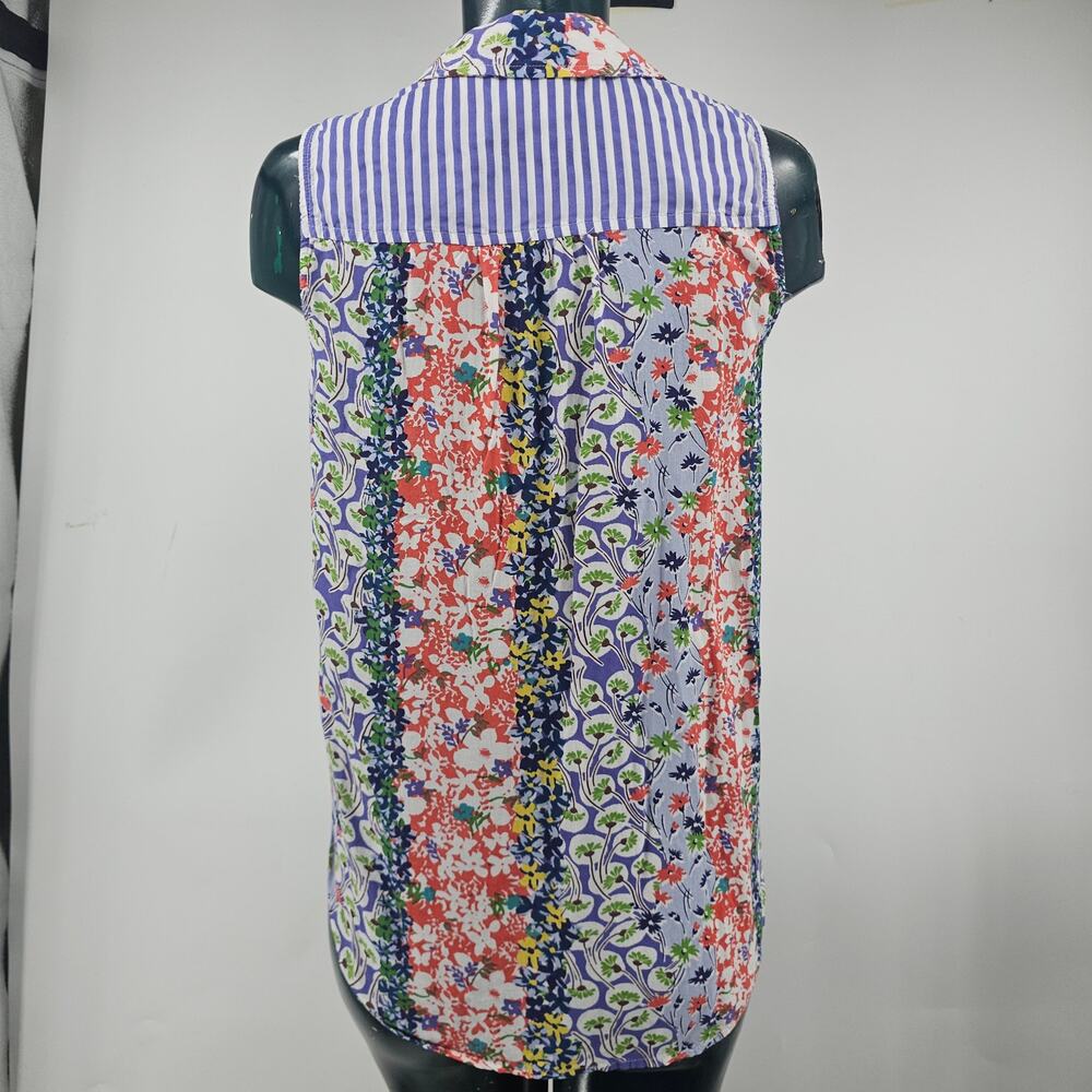 MAEVE Anthropologie Whimsical Pintucked Sleeveless Blouse Novelty Floral XS 4120 - Picture 6 of 14